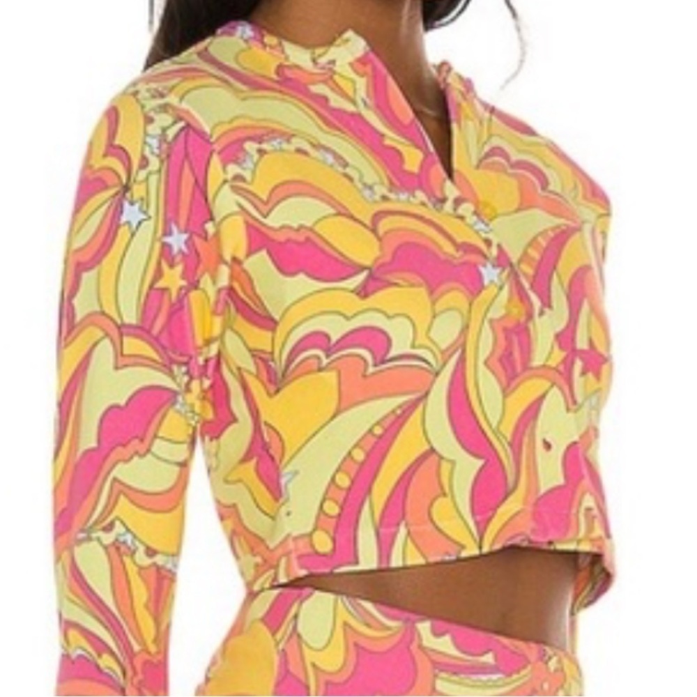 Frankie's Bikinis Top and Button Down Mini Cardigan Size S Bright Multi Color - Picture 4 of 14